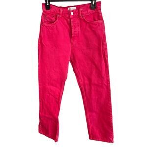 Zara Women’s Magenta High rise Frayed Hem Jeans Size 4